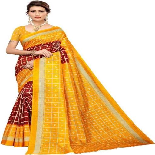 Trendy Mysore Silk Checks With Printed Saree - Springkart 