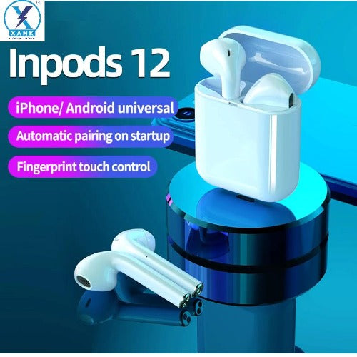 XANK TWS I12 InPods 12 Wireless Airpods with Mic Bluetooth Headset (ASSORTED COLOUR, True Wireless) - Springkart 