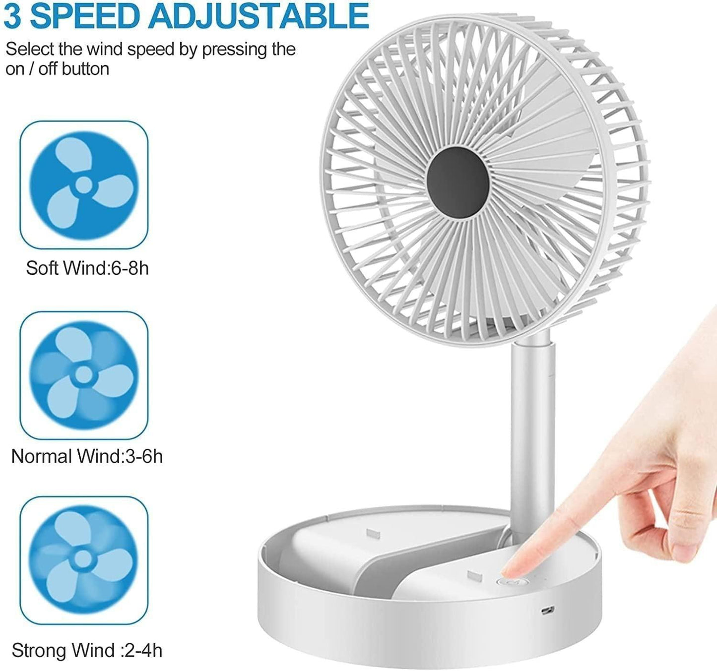 Powerful Rechargeable High Speed Table Desk Fan - Springkart 