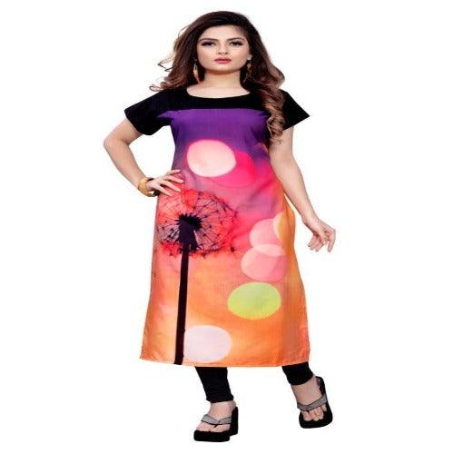 Elegant Crepe Calf Length Digital Printed Kurti - Springkart 