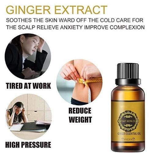 Belly Drainage Ginger Oil, Lymphatic Drainage Ginger Oil, Slimming Tummy Ginger Oil, Ginger Essential Oil for Swelling and Pain Relief, Care for Skin (10ML) - Springkart 