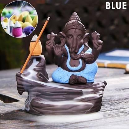 Handcrafted Meditation Monk Ganesha Smoke Backflow Cone Incense holder - Springkart 