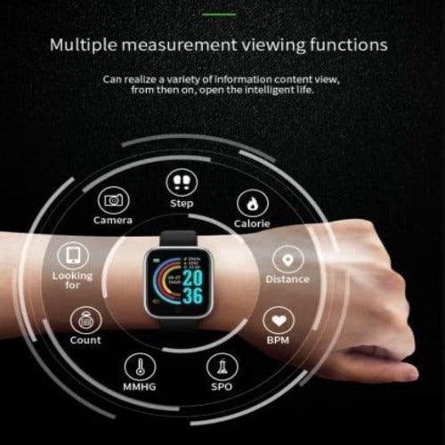 D20 Bluetooth Wireless Smart Watch Fitness Band (Black) - Springkart 