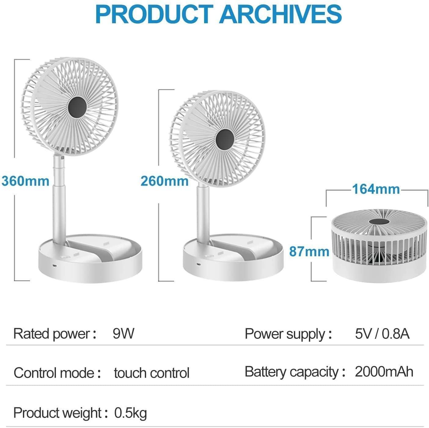 Powerful Rechargeable High Speed Table Desk Fan - Springkart 