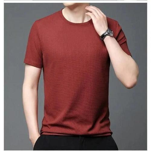 Men 4 Way Strecthable Round Neck T-shirt - Springkart 