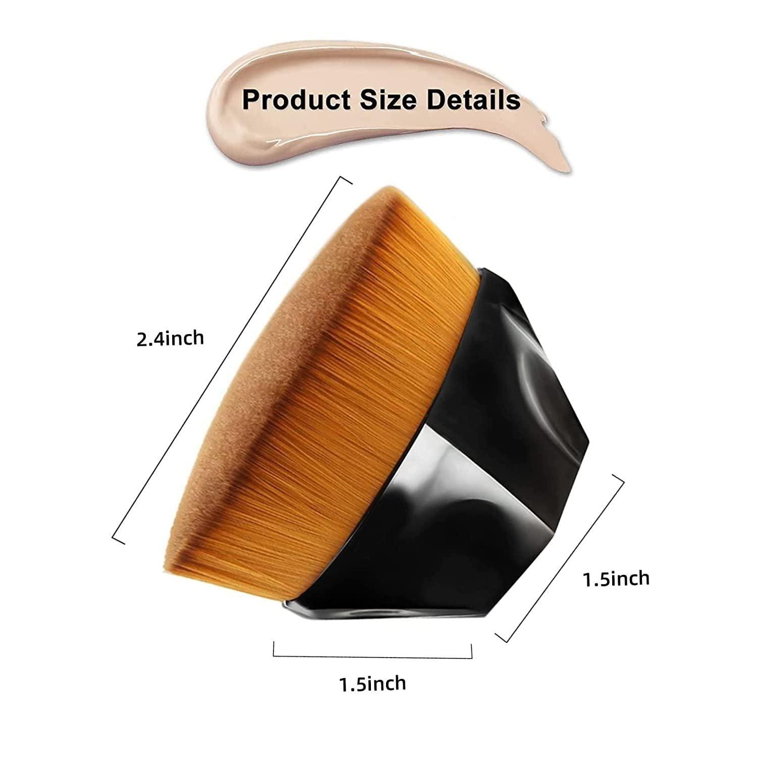 Foundation Makeup Brush Flat Top Hexagon Face Blush Liquid Powder Foundation Brush for Blending Liquid (Black) (Pack of 1) - Springkart 