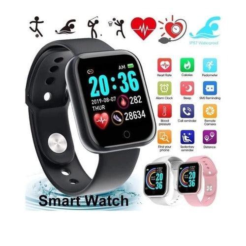 D20 Bluetooth Wireless Smart Watch Fitness Band (Black) - Springkart 