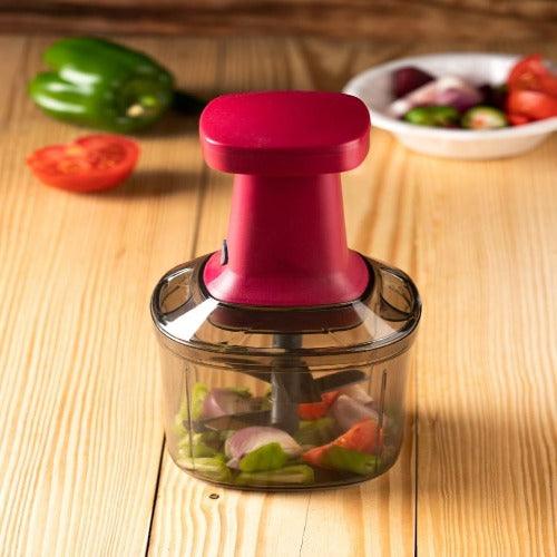 Food Chopper , Steel Large Manual Hand-Press Vegetable Chopper Mixer Cutter to Cut - Springkart 