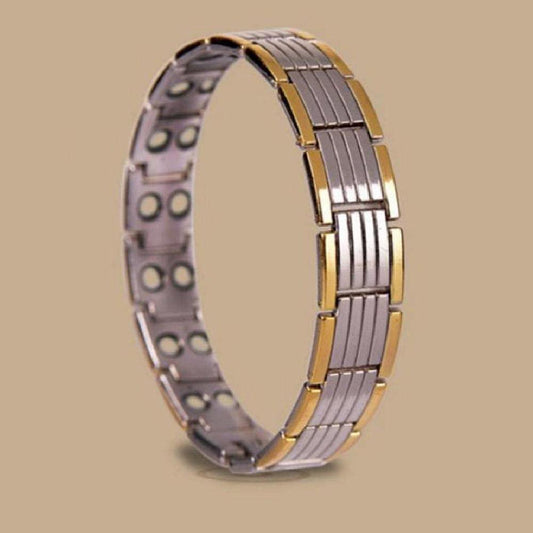 Ultra Strength Magnetic Therapy Bio Bracelet for Boys & Men (Silver & Gold) - Springkart 