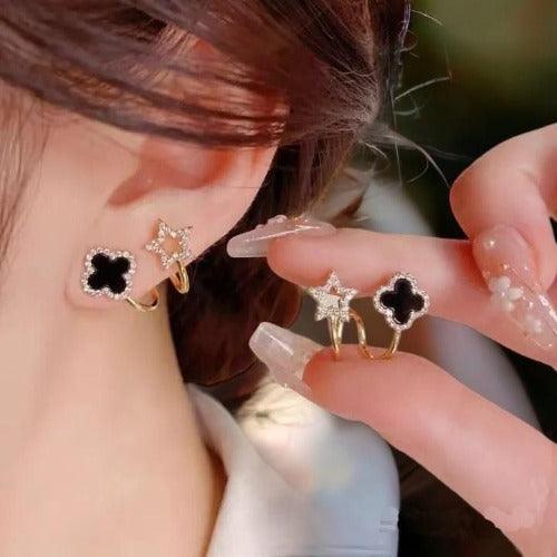 AVR JEWELS Korean Fashion Vibrato live four leaf Clover Earrings - Springkart 