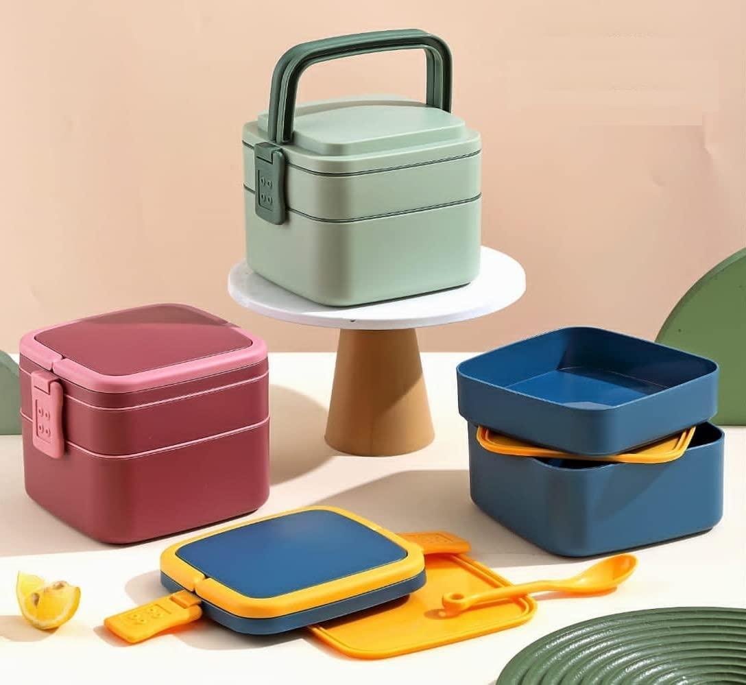 Double-Layer Airtight Square Lunch Box - Springkart 