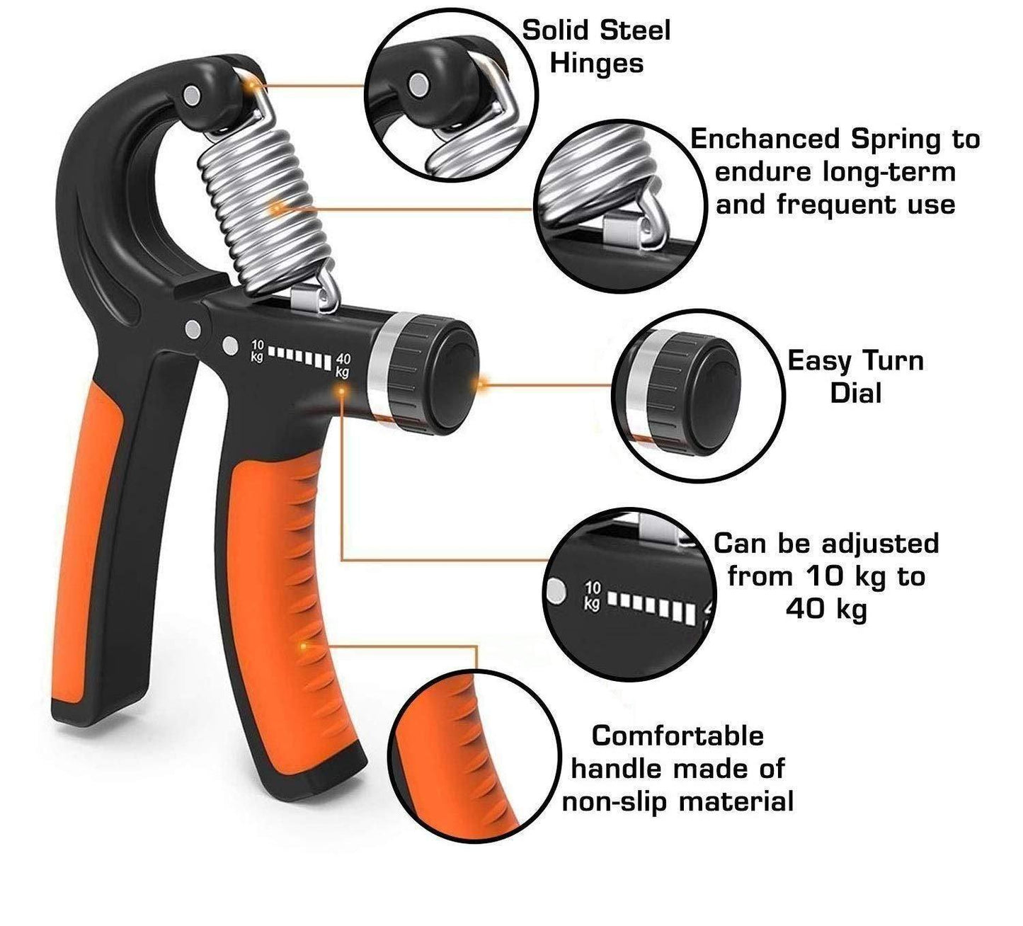 Gym Utility - Adjustable Hand Grip Strengthener, Finger Strength Trainer for Men & Women Gym Workout - Springkart 