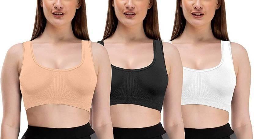 Women's Cotton Solid Non Padded Air Bra Pack of 3 - Springkart 