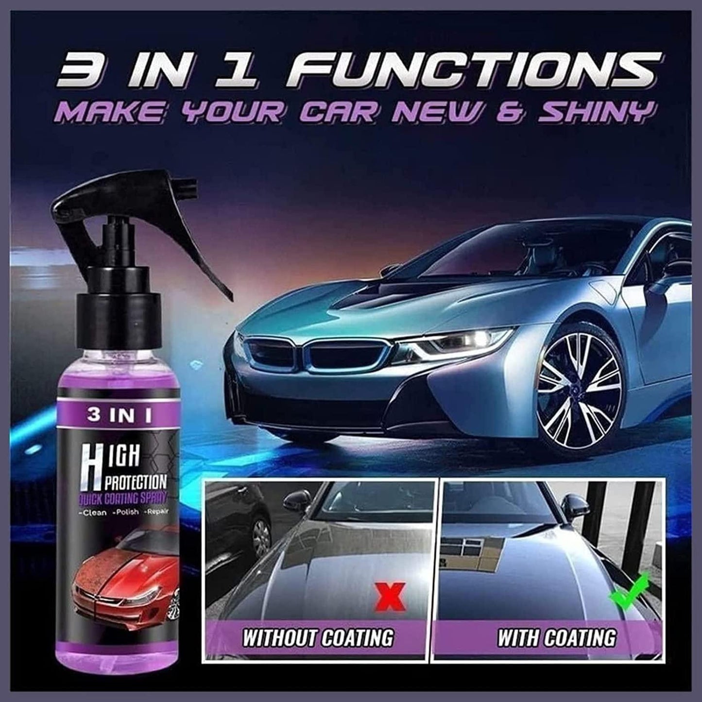 3 in 1 High Protection Quick Car Ceramic Coating Spray - Springkart 