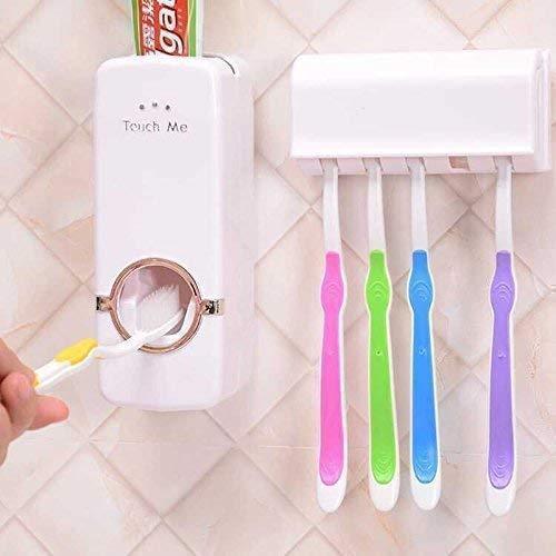 Toothpaste Dispenser and 5 Hole Dust-Proof Wall Mounted Toothbrush Holder - Springkart 