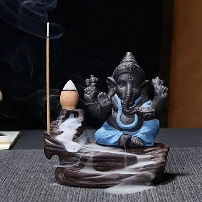 Handcrafted Meditation Monk Ganesha Smoke Backflow Cone Incense holder - Springkart 