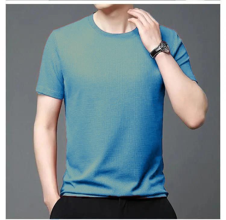 Polyester Stretchable Solid Half Sleeves Mens Round Neck T-Shirt Pack Of 5 - Springkart 