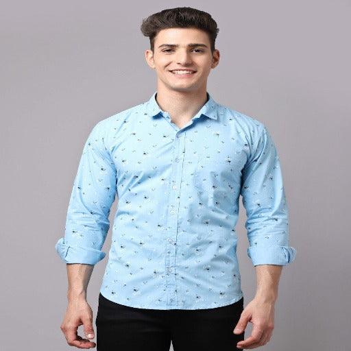 Men's Printed Cotton Blend Shirts - Springkart 