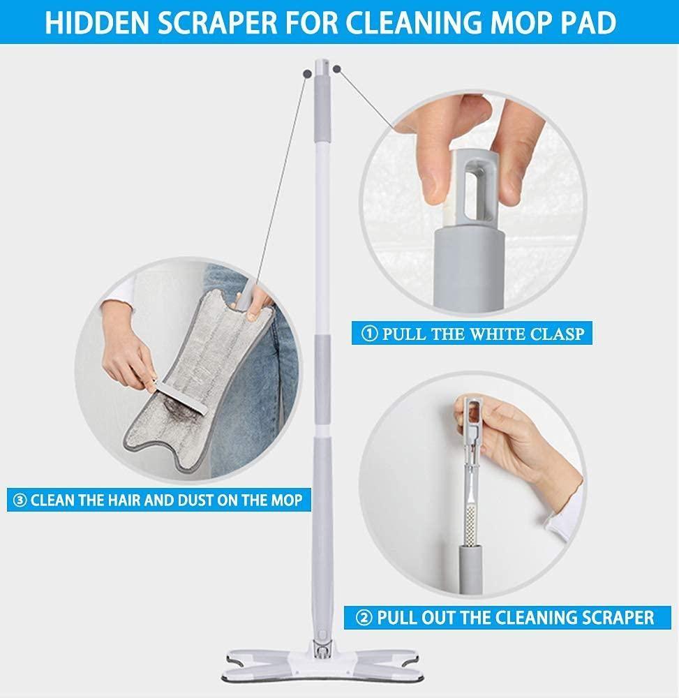 Cleaning Mop-Flat Floor Mop, Reusable Pad, 360 Degree Dry Wet Mop Home Kitchen - Springkart 