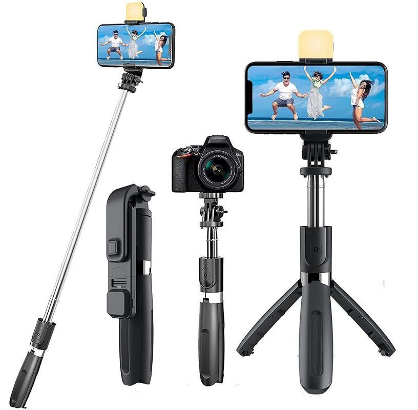 Extendable Flash 3-in-1 Selfie Stick Tripod with Bluetooth Remote - Springkart 