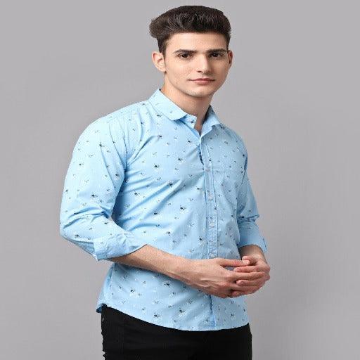 Men's Printed Cotton Blend Shirts - Springkart 