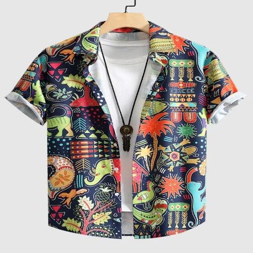 Men's Causal Printed Lycra Blend Shirts - Springkart 