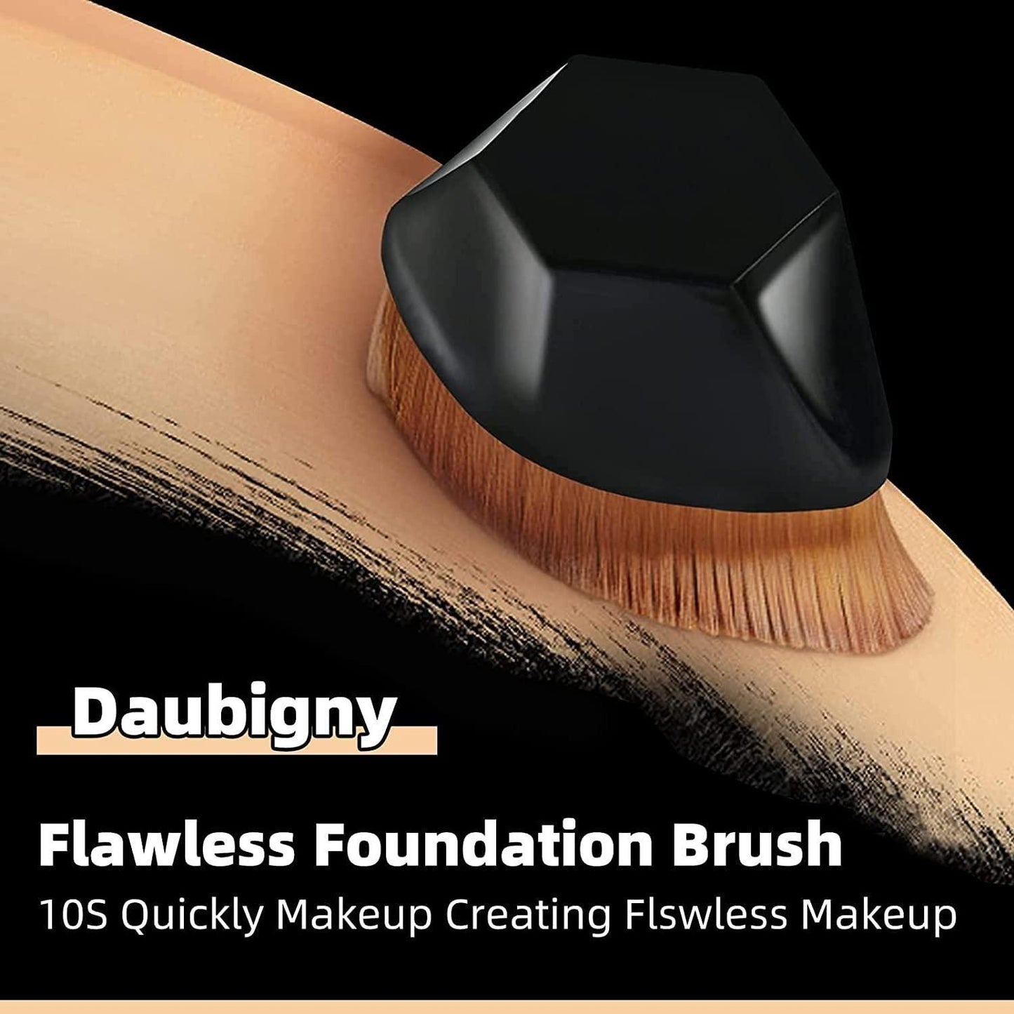 Foundation Makeup Brush Flat Top Hexagon Face Blush Liquid Powder Foundation Brush for Blending Liquid (Black) (Pack of 1) - Springkart 