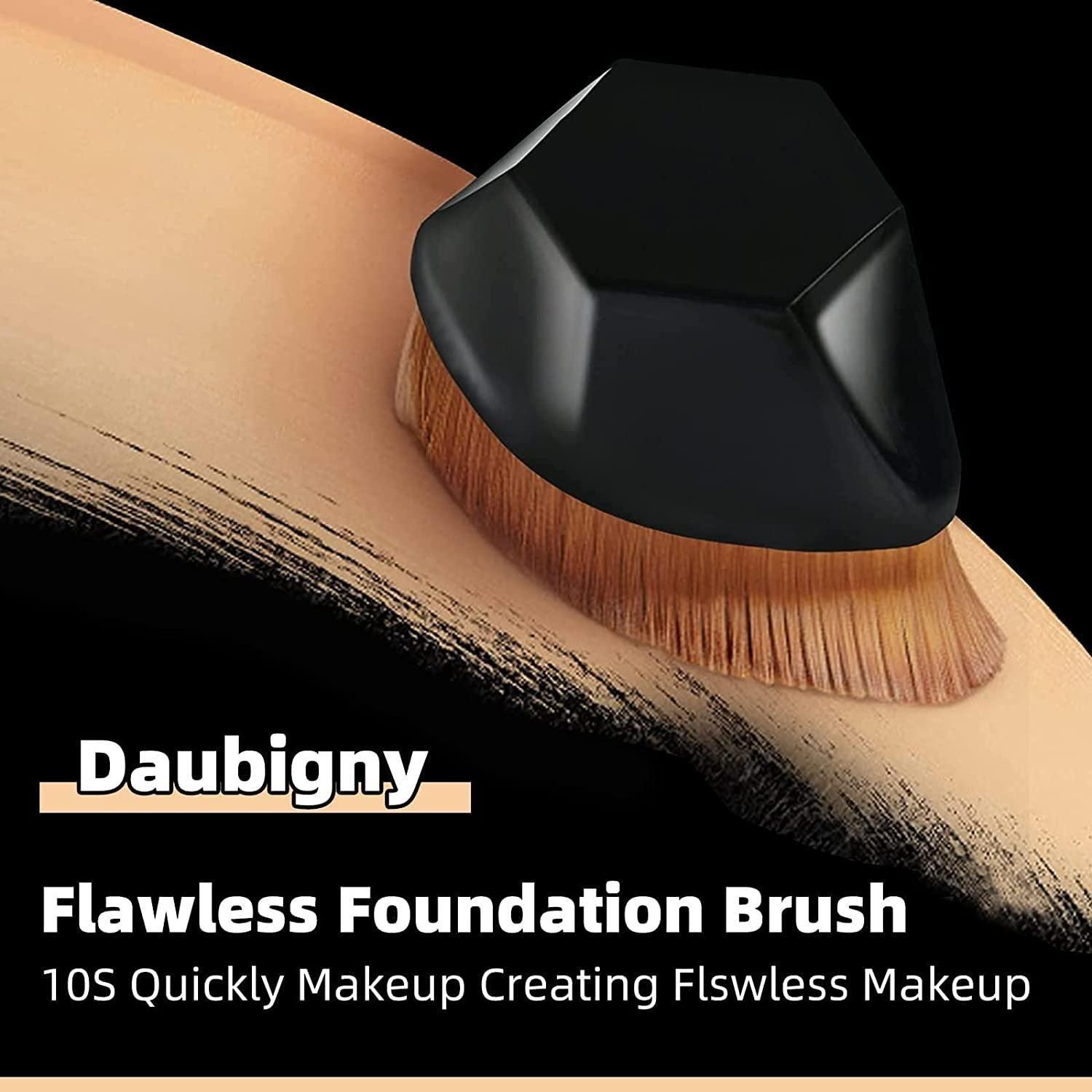 Foundation Makeup Brush Flat Top Hexagon Face Blush Liquid Powder Foundation Brush for Blending Liquid (Black) (Pack of 1) - Springkart 